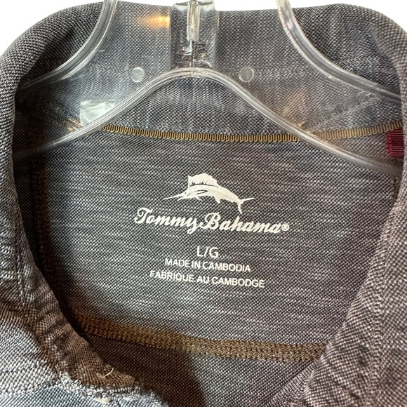 Tommy Bahama Polo Mens Collared 1/4 Button Short Sleeve Tencel Gray Large - Picture 5 of 11